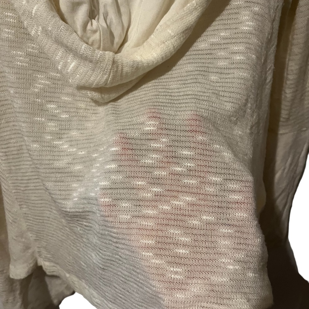 Skies are Blue Lightweight Open Front Cardigan Hooded Size Small Cream Color - Picture 12 of 16